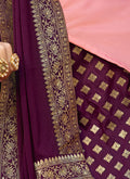 Pink And Purple Embroidered Lehenga Kurti Set