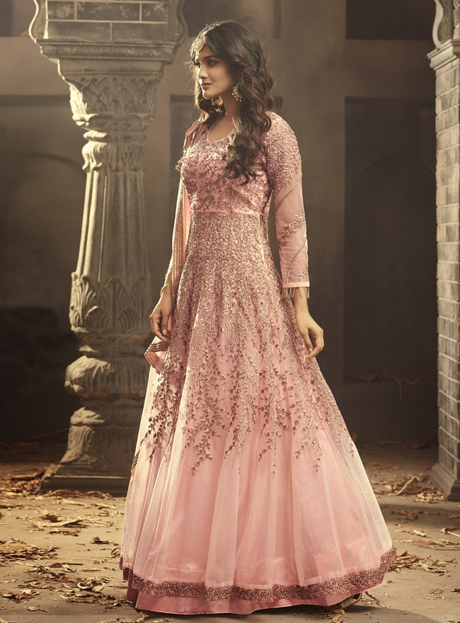 Buy Myra Apricoat Real Georgette Designer Gown Style Suit Online at Best  Price | Distacart