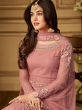 Pink Blush Straight Cut Embroidered Anarkali Suit
