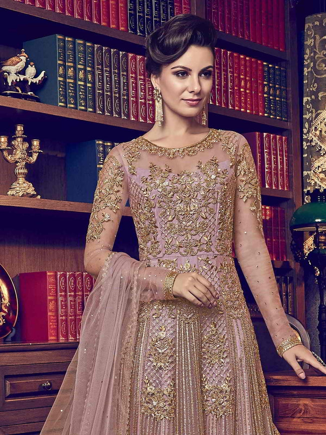 Shop Lavender Net Embroidered Anarkali Suit Wedding Wear Online at Best  Price | Cbazaar