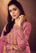 Pink Overall Traditional Embroidered Anarkali Suit