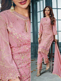 Pink Overall Designer Embroidered Pant Suit
