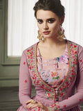 Pink Overcoat Style Embroidered Anarkali Suit
