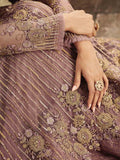 Pink Rose Gold Embellished Net Anarkali Suit