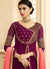 Plum And Pink Ethnic Slit Style Embroidered Anarkali Suit