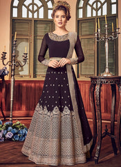 Deep Plum All Embellished Ghera Kaliyaari Anarkali Suit