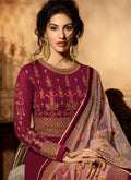 Plum Delicately Embroidered Kalidar Anarkali Suit