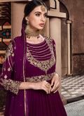 Plum Purple Multi Embroidered Flared Anarkali Suit
