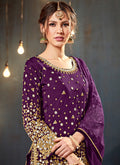Purple Embroidered Traditional Patiala Suit