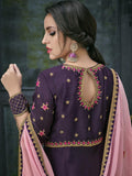 Purple Pink Ethnic Embroidered Anarkali Suit