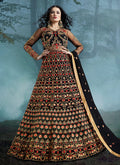 Indian Clothes - Black Wedding Lehenga Style Anarkali Suit