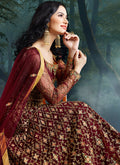 Red Wedding Lehenga Style Anarkali Suit, Salwar Kameez
