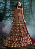 Indian Clothes - Red Wedding Lehenga Style Anarkali Suit