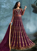 Indian Clothes - Magenta Wedding Lehenga Style Anarkali Suit