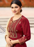 Red And Cream Embroidered Pakistani Pant Suit