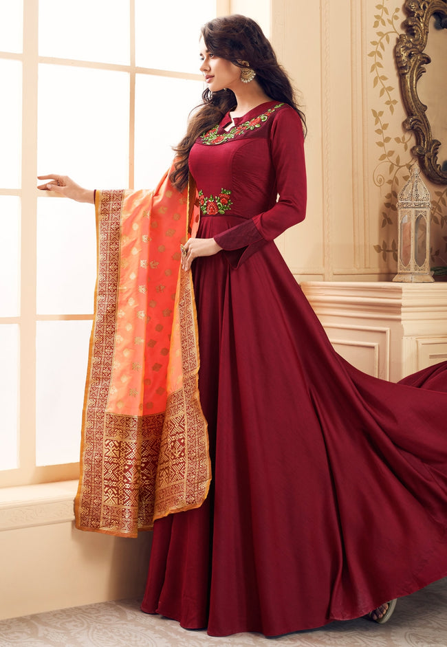 Satin anarkali cheap