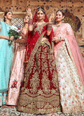 Red Bridal Velvet Hand Embroidered Lehenga Choli
