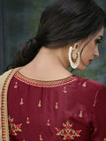 Red Golden Ethnic Embroidered Anarkali Suit