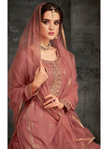 Rustic Red Ethnic Embroidered Palazzo Suit