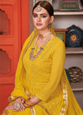 Indian Dresses - Yellow Anarkali Palazzo Suit 