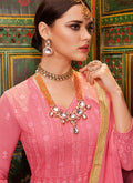 Indian Dresses - Pink Lucknowi Anarkali Palazzo Suit