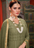 Indian Dresses - Green Anarkali Palazzo Suit, Salwar Kameez
