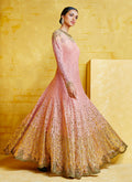 Baby Pink Embroidered Party Wear Anarkali Suit
