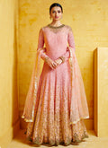 Indian Clothes - Baby Pink Embroidered Party Wear Anarkali Suit
