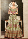Green Multi Embroidered Wedding Lehenga/ Gown, Lehengas