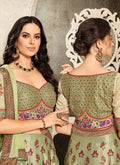 Green Multi Embroidered Wedding Lehenga/ Gown