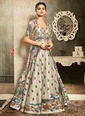 Off White And Yellow Embroidered Wedding Lehenga/ Gown, Lehengas