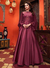 Burgundy Designer Gown Suit