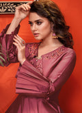 Indian Dresses - Crimson Red Designer Silk Gown