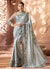 Grey Style Motif Embroidered Designer Saree