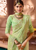Light Green Overall Embroidered Designer Silk Saree
