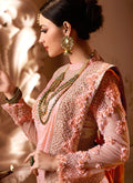 Peach Overall Embroidered  Designer Silk Saree