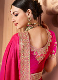 Pink Two Tone Traditional Embroidered Designer Silk Saree