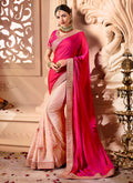 Pink Two Tone Traditional Embroidered Designer Silk Saree