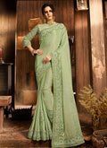 Light Green Embroidered Pallu Traditional Saree