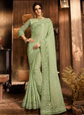 Light Green Embroidered Pallu Traditional Saree