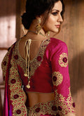 Deep Pink With Golden Embroidered Designer Saree