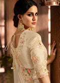 Beige With Golden Embroidered Designer Saree