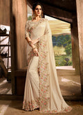 Beige With Golden Embroidered Designer Saree