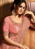 Light Pink With Golden Embroidered Traditional Saree