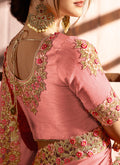 Light Pink With Golden Embroidered Traditional Saree