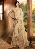 Beige Golden With Embroidered Pallu Traditional Saree