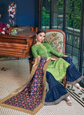 Green And Blue Silk Palazzo Pant Suit