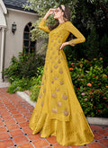 Yellow Golden Embroidered Jacket Style Anarkali Suit Set