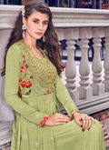 Green Multi Embroidered Jacket Style Anarkali Suit Set, Salwar Kameez