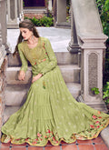 Green Multi Embroidered Jacket Style Anarkali Suit Set